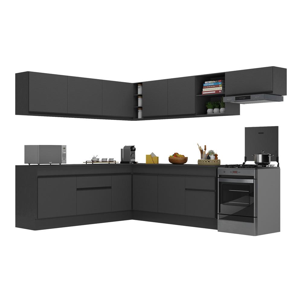 Armário de Cozinha Completa de Canto com Rodapé Veneza Multimóveis MP2103.895 Preto em Oferta na Shopee