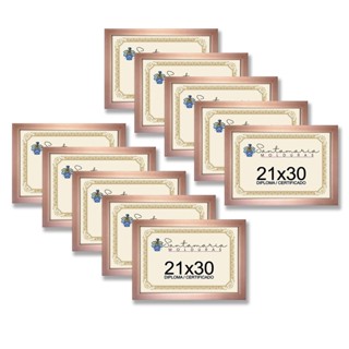 Kit 10 Molduras Porta Diploma Certificado A4 21x30 Rosê Gold