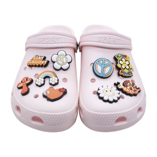 Desenho Animado croc Girassol Jibbitz Charme Cogumelo Encanta Sapato Arco-Íris Flor Jibits Croc Pin Butterfly Jibbits Crock Mulher Sapatos Acessórios Decoração