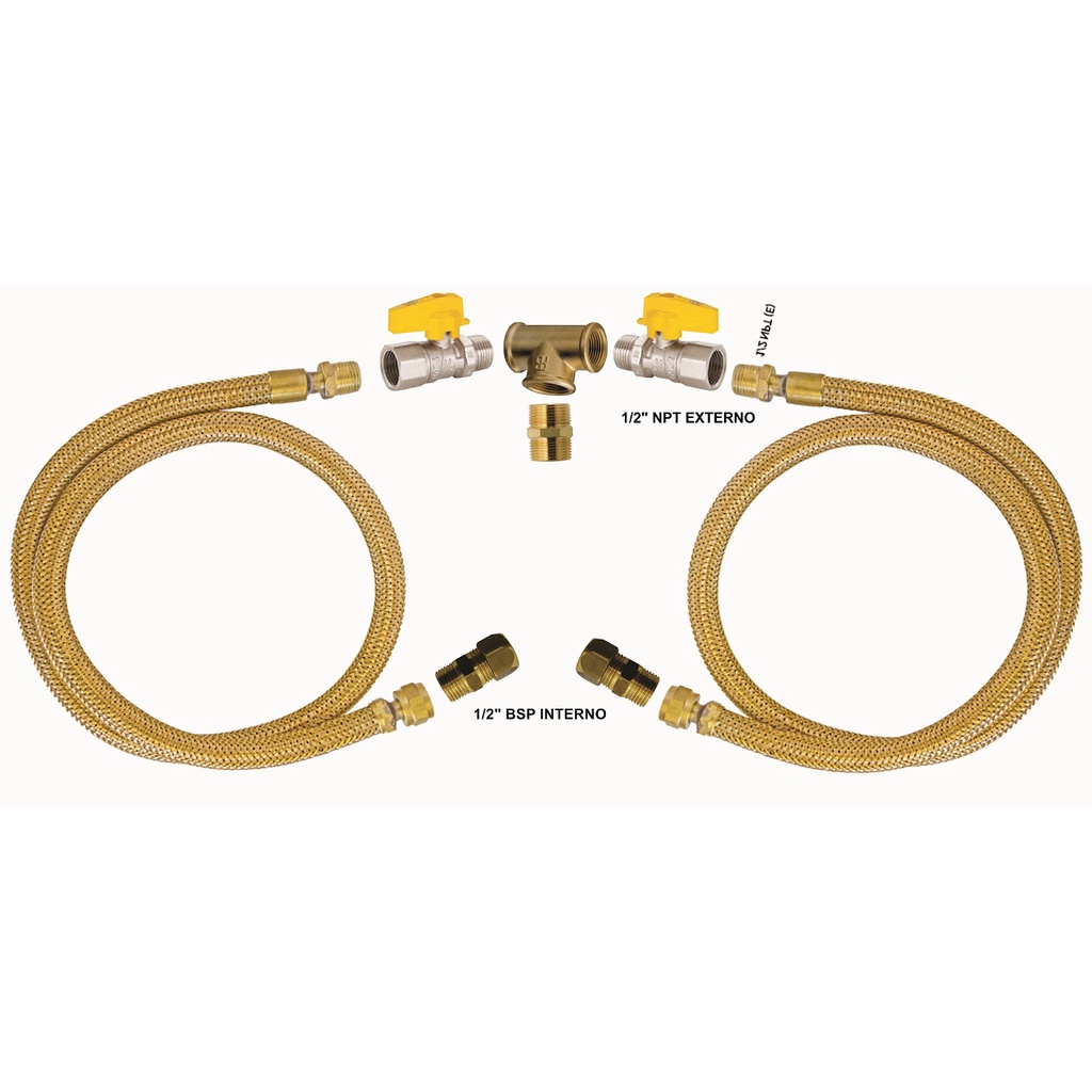 kit duplo gás encanado fogão forno cooktop mang 1,5 metros