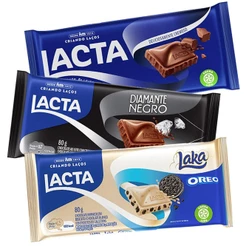 Kit 3 Tabletes Original + Diamante Negro + Laka Oreo 80g - Lacta