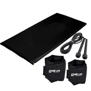 Kit Treino em Casa: Colchonete + Caneleira Peso 3 Kg + Corda