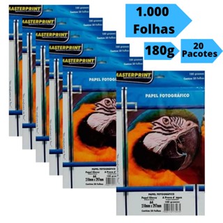 Papel Fotográfico Foto 180g A4 Glossy Brilhante Resistente a Água (1000 Folhas) Masterprint