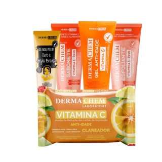 Kit Dermachem Vitamina C Anti-idade Sabonete + Lenço Demaquilante + Gel + Máscara Peel Off+ Esfoliante