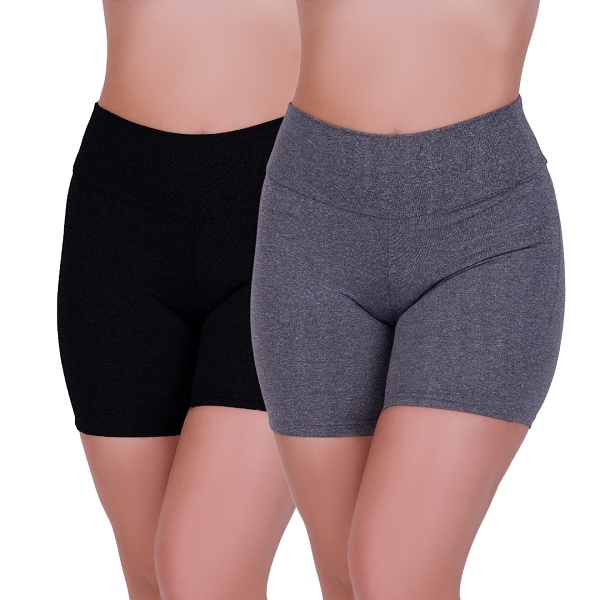 Kit 2 Shorts Básico Fitness Academia Crossfit Feminino Sem Transparência Suplex Ginástica
