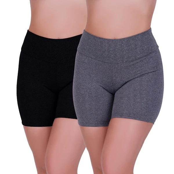 Kit 2 Shorts Básico Fitness Academia Crossfit Feminino Sem Transparência Suplex Ginástica — imagem 1