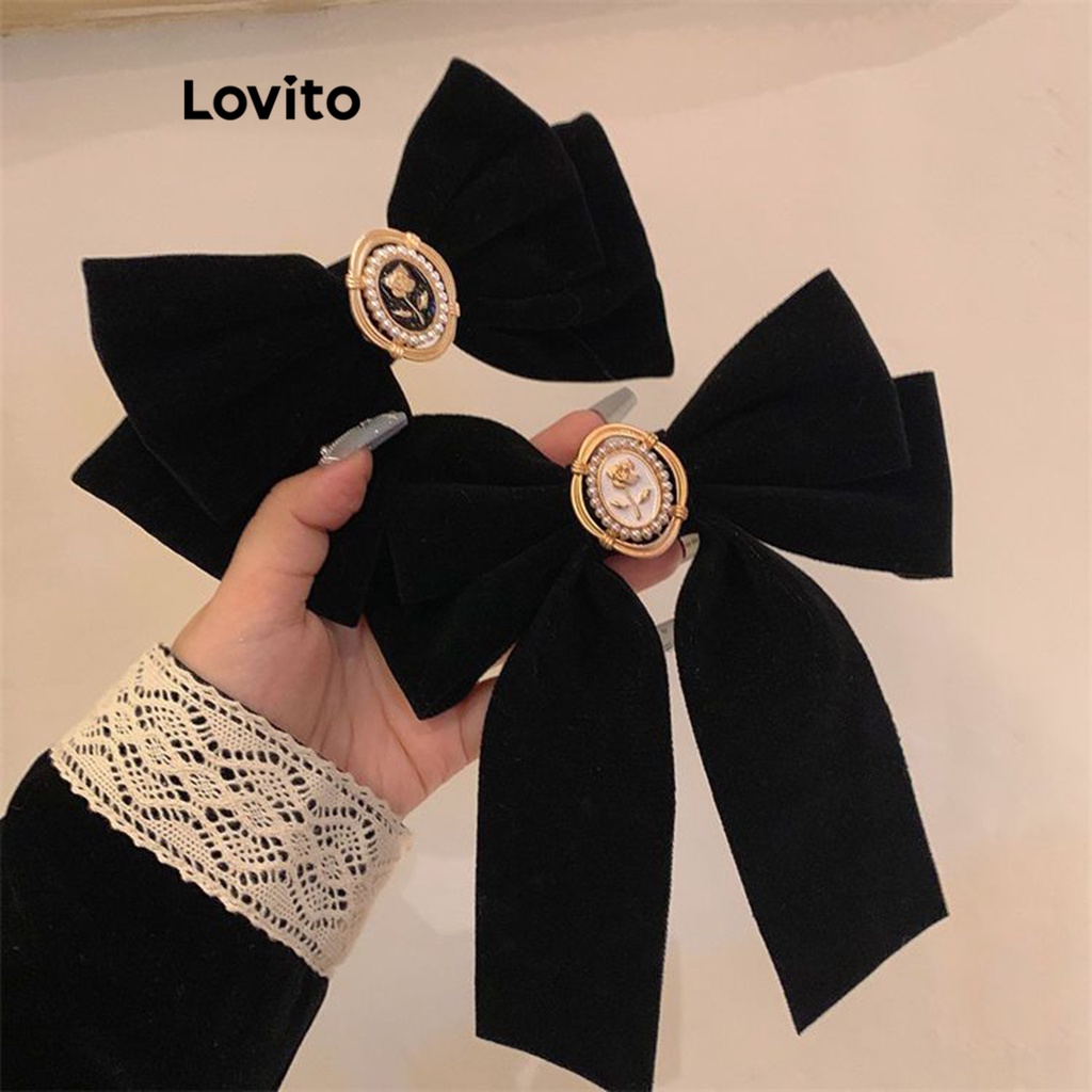 Lovito Grampos de Cabelo de Laço Floral Bonitos para Mulheres L60AD074 (Estilo 1/Estilo 2) 
