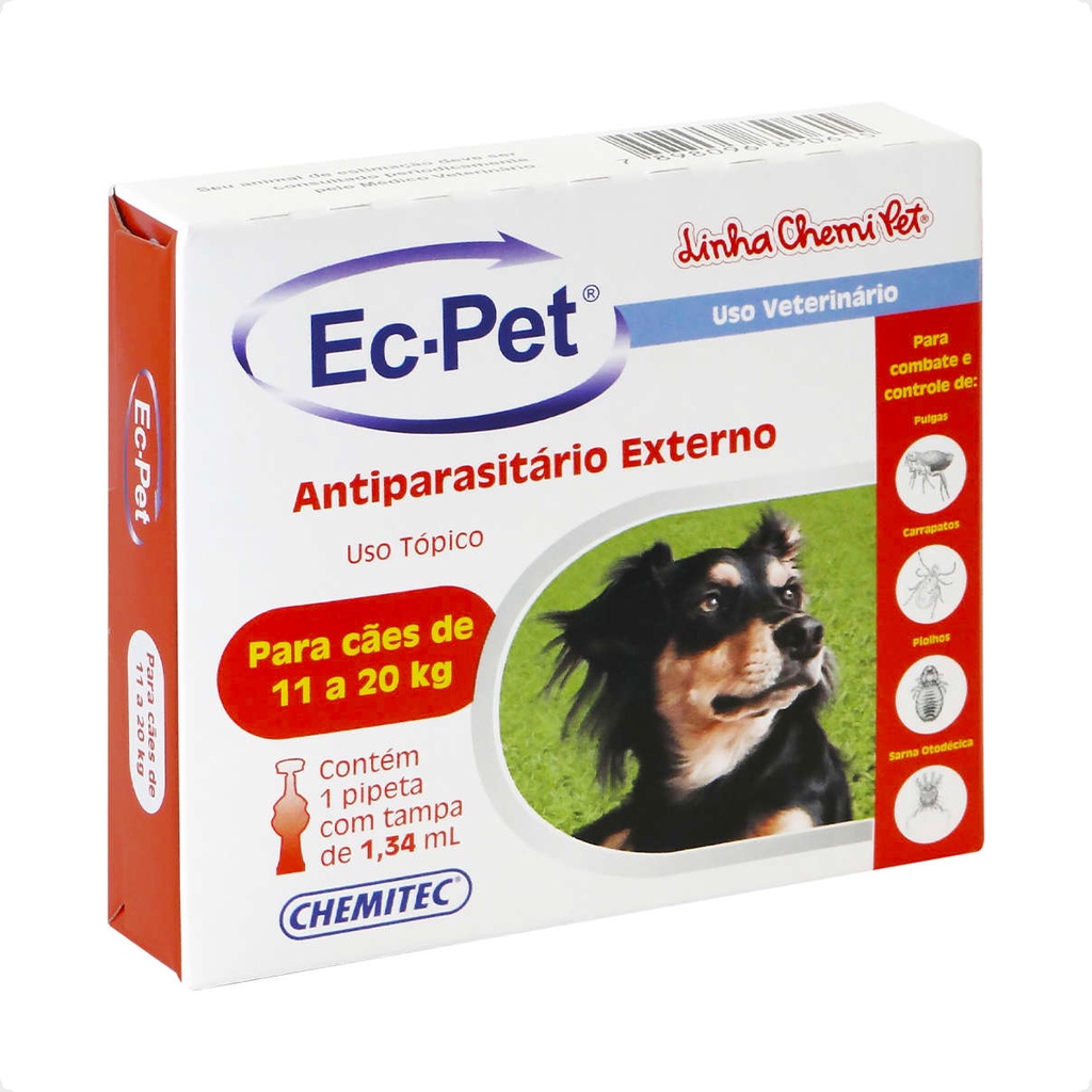 EC PET 1,34mL Chemitec Antipulgas e Carrapatos - Cães de 11 a 20Kg em Oferta na Shopee