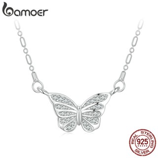 Colar De Prata Bamoer 925 Libras Esterlinas Jóias Em Forma De Borboleta Para Presentes Femininos