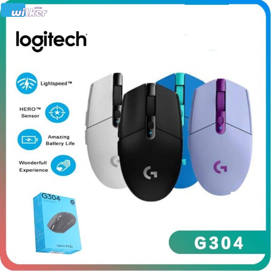 Logitech G304 Mouse para jogos sem fio Lightspeed, sensor de herói, 12.000 Dpi, leve, 6 wilker1 programável
