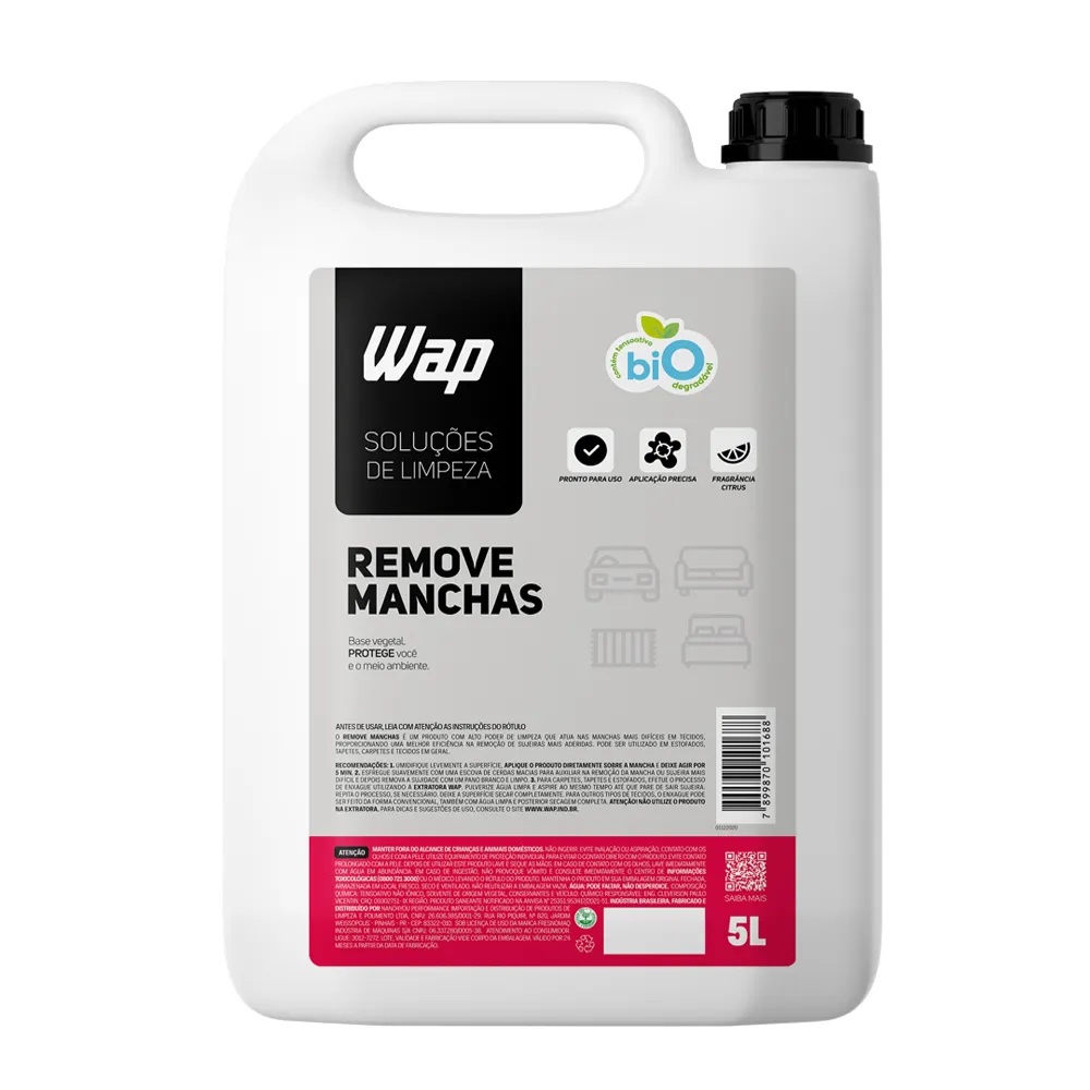 Remove Manchas Wap Profissional Para Limpeza de Tecidos Galão 5 Litros Fragrância de Citrus