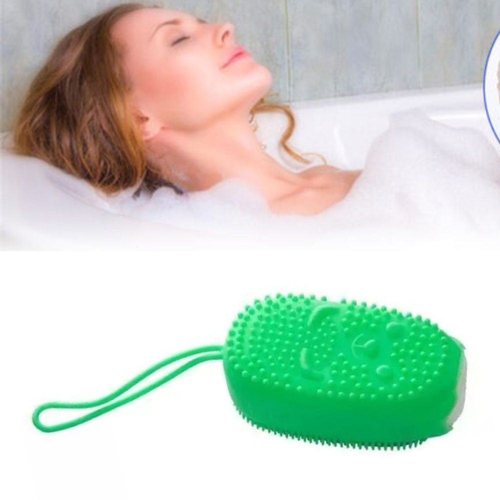Esponja Bucha De Silicone Com Porta Sabão Escova Para Banho