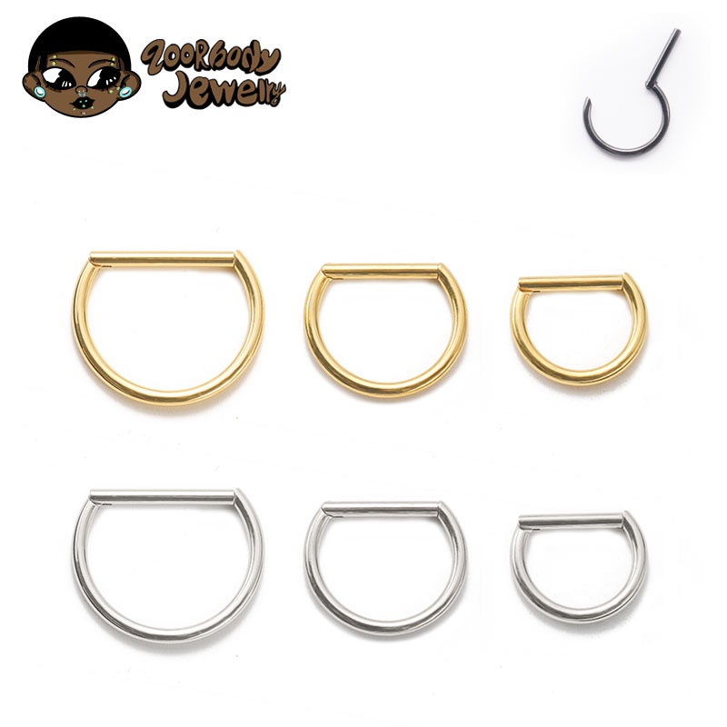 G23 Anel De Titânio Piercing Nose Ring Septum Hoop D Segmento Concha Dobradiçado Daith Helix Tragus Jóias Corporais