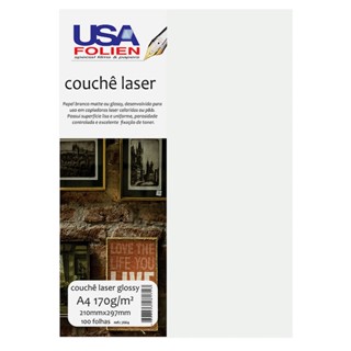 Papel fotográfico couchê glossy A4 170g 7664 100 fls Usa Folien