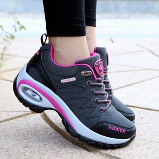 Sapatos De Ginástica Feminina Almofada De Ar Plataforma De Renda De Moda