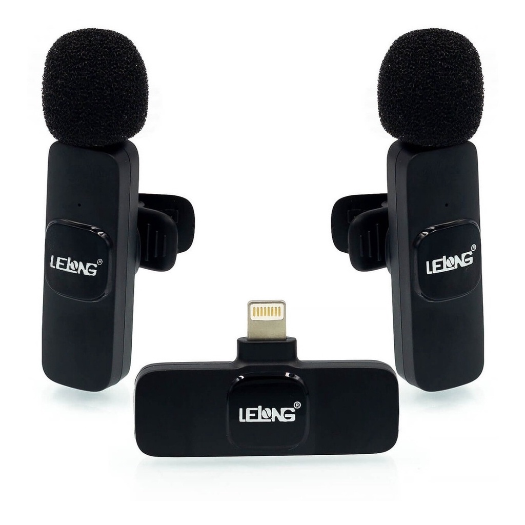 Microfone de Lapela Sem Fio Recarregável P/iPhone Modelo Profissional Áudio de Qualidade