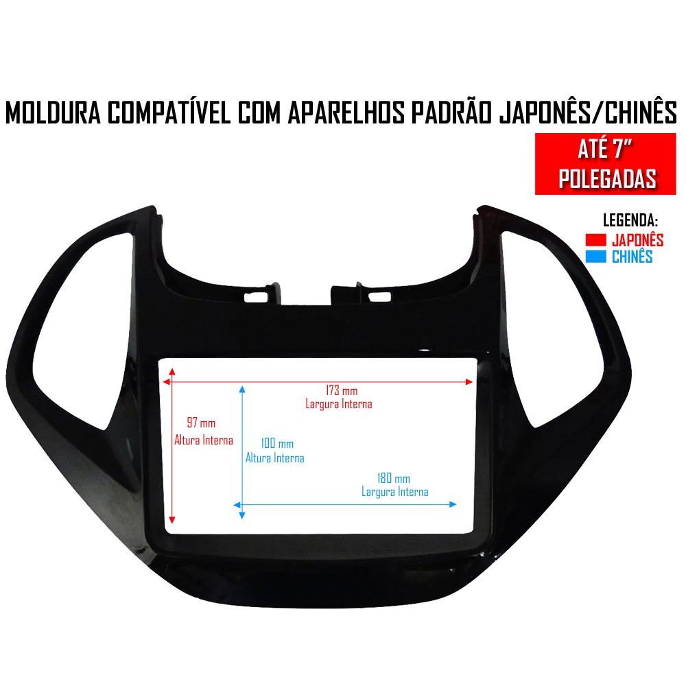 Moldura de Painel 2 Din 7" Polegadas Ka Hatch e Sedan 2015 até 2018 Com Computador Bordo Black Piano — imagem 2 de 2