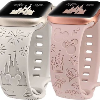 Relógio 3D Disneyland Para Apple Watch Strap Iwatch 1/2/3/4/5/6/7/8 se Impressão Banda De Silicone 40mm 44mm 41mm 45mm Ultra 49mm 38mm 42mm Presentes