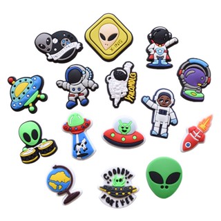 1 peça, série espacial, encantos de sapato para bonito, astronauta, desenhos animados, PVC, acessórios para decoração, fivela de sapato