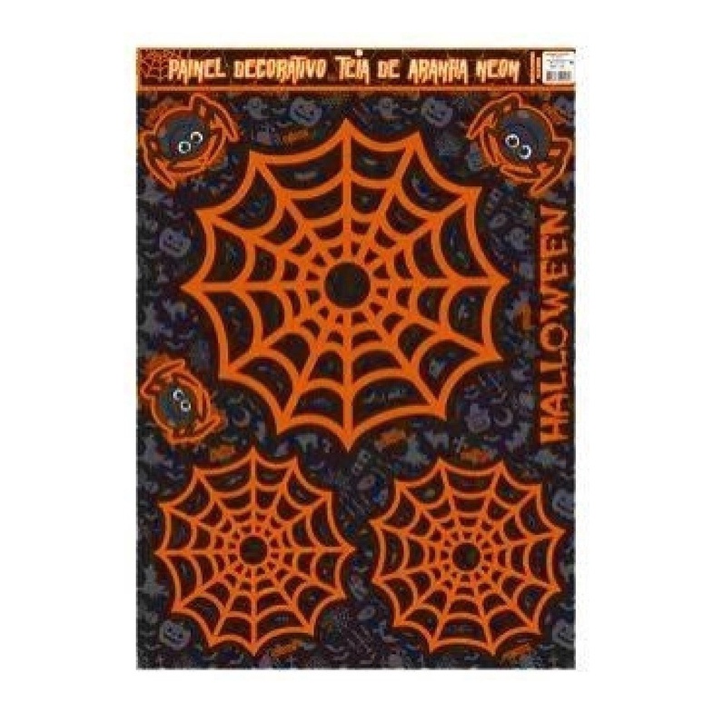 Painel Decorativo Teia De Aranha Neon P/ Halloween