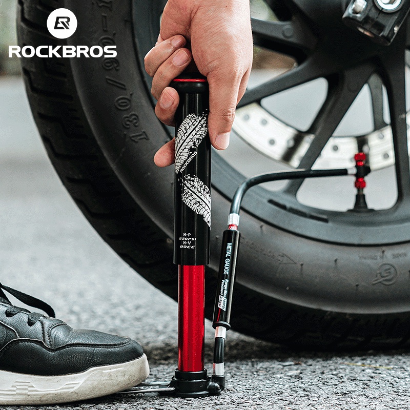 Bomba De Bicicleta Rockbros 220 PSI De Alta Pressão Portátil AV/FV De Alumínio L