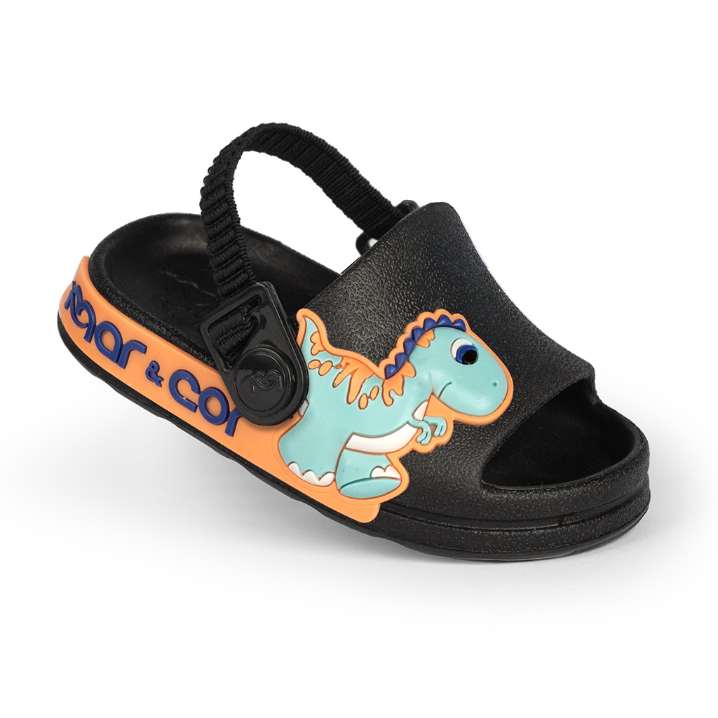 Chinelo Slide Nuvem Baby Menino Dino Feliz Dinossauro Emborrachado Volta as Aulas Escolar Mar&Cor