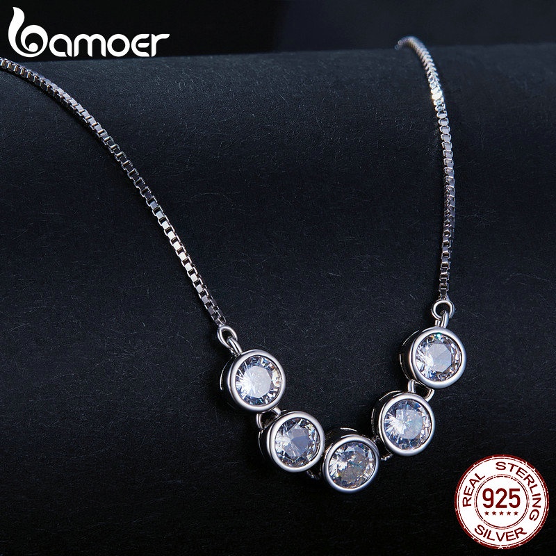 BAMOER 925 Prata Esterlina VVS1 D Cor 0,3 Colar Moissanita De Carat Aprovado Teste De Instrumento 100 % Genuíno Com Certificado em Oferta na Shopee