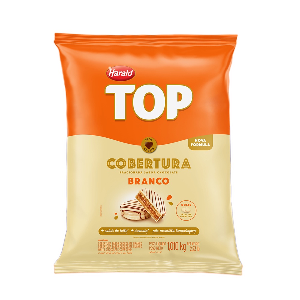 Cobertura Gotas Top Harald Branco 1,01kg Chocolate Branco | Validade: Consultar Vendedor