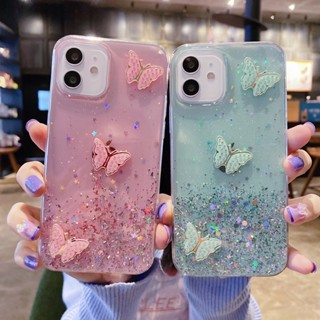 Glitter Sequin 3D Crystal Butterfly Estojo De Telefone Transparente Para Samsung Galaxy A14 A24 A34 A54 M33 M53 M51 M52 Luxo Capa Macia À Prova De Choque