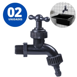Torneira Plástica Reforçada Para Jardim e Tanque 1/2" | Kaztec | Kit 02 Un em Oferta na Shopee