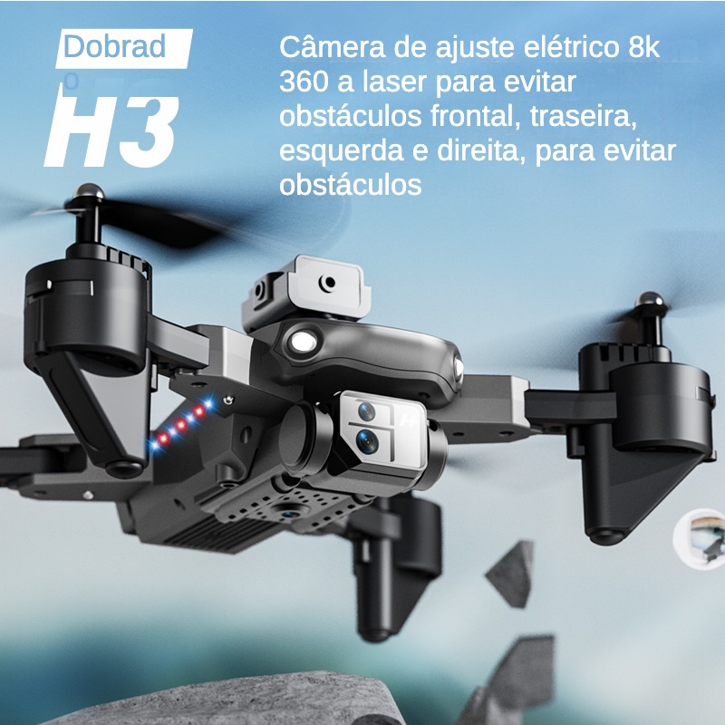 Drone Com Câmera Drone 8k HD Camera Six-axis Drone Wifi RC Helicóptero Controle Remoto Drone Para Crianças Meninos Câmera Drone Para Vlogging Dron Toy One Key Take Off/Landing Keep Folding Q