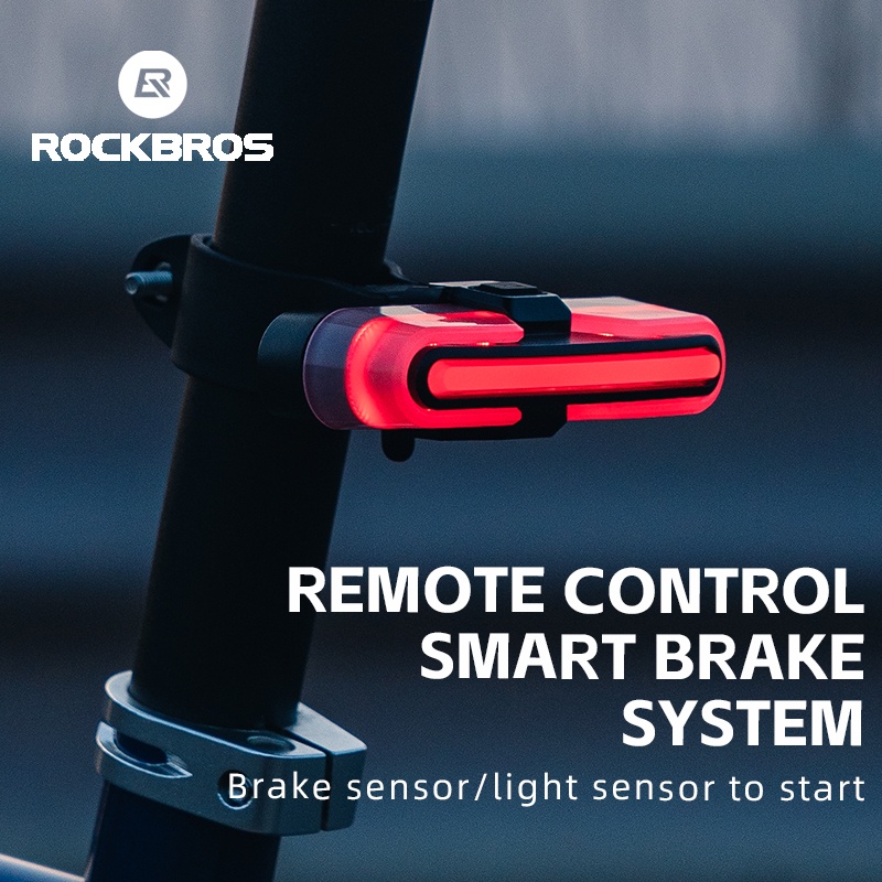 Luz Traseira Inteligente De Freio Com Sensor ROCKBROS Sem Fio De Controle Remoto Sinalização De Volta À Noite - Sports & Outdoors