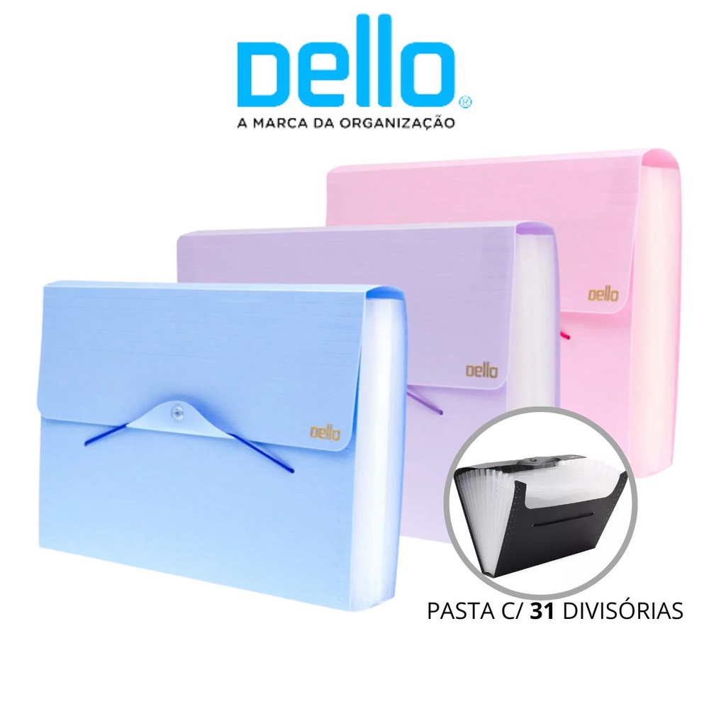 Pasta Sanfonada 31 Divisórias A4 Serena - DELLO em Oferta na Shopee
