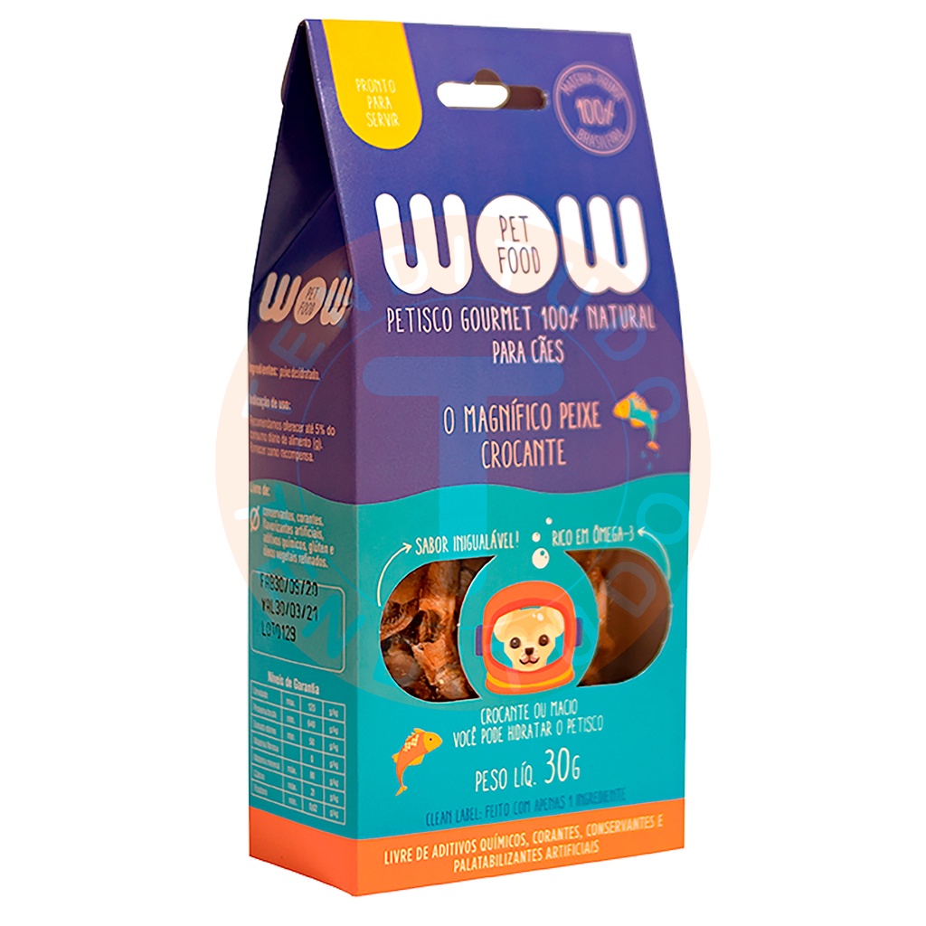 Petisco Natural Wow Pet Food Peixe Crocante Cães 30g em Oferta na Shopee