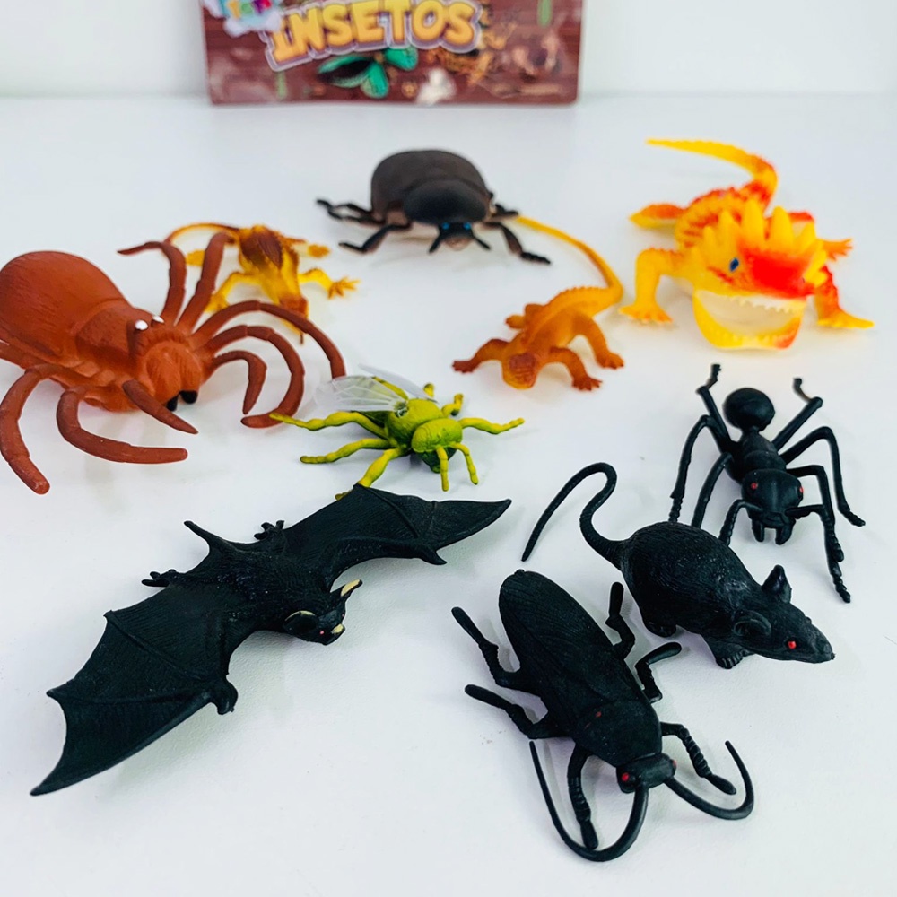 Insetos De Brinquedo Susto Pegadinha Barata Morcego Aranha Decoração Festa Colecionador em Oferta na Shopee