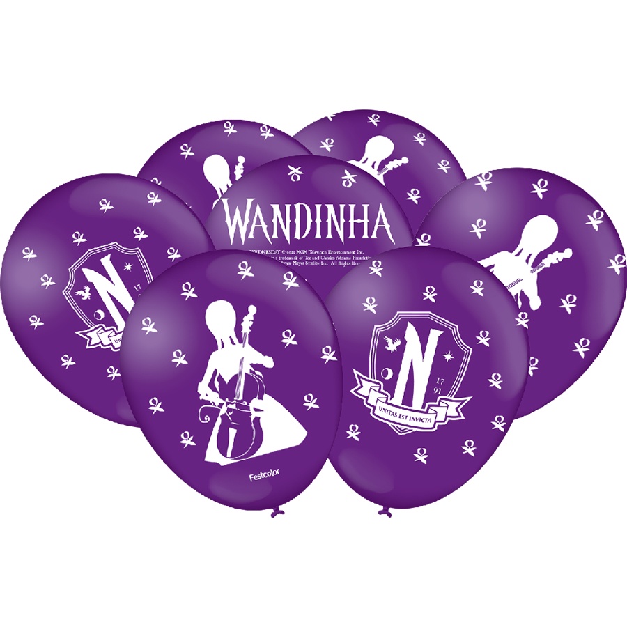 Balão Decorado Lilás - Wandinha - 25 unidades - FestColor - Rizzo