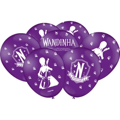 Balão Decorado Lilás - Wandinha - 25 unidades - FestColor - Rizzo