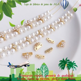 💖Joias DIY acessórios💖Cor banhada a ouro 14K incrustada de zircônio dupla linha de mão espetada de pérola divisória de duplo orifício Acessórios de partição de contas DIY pulseira material de colar[Colar Pulseira Brincos Acessórios]