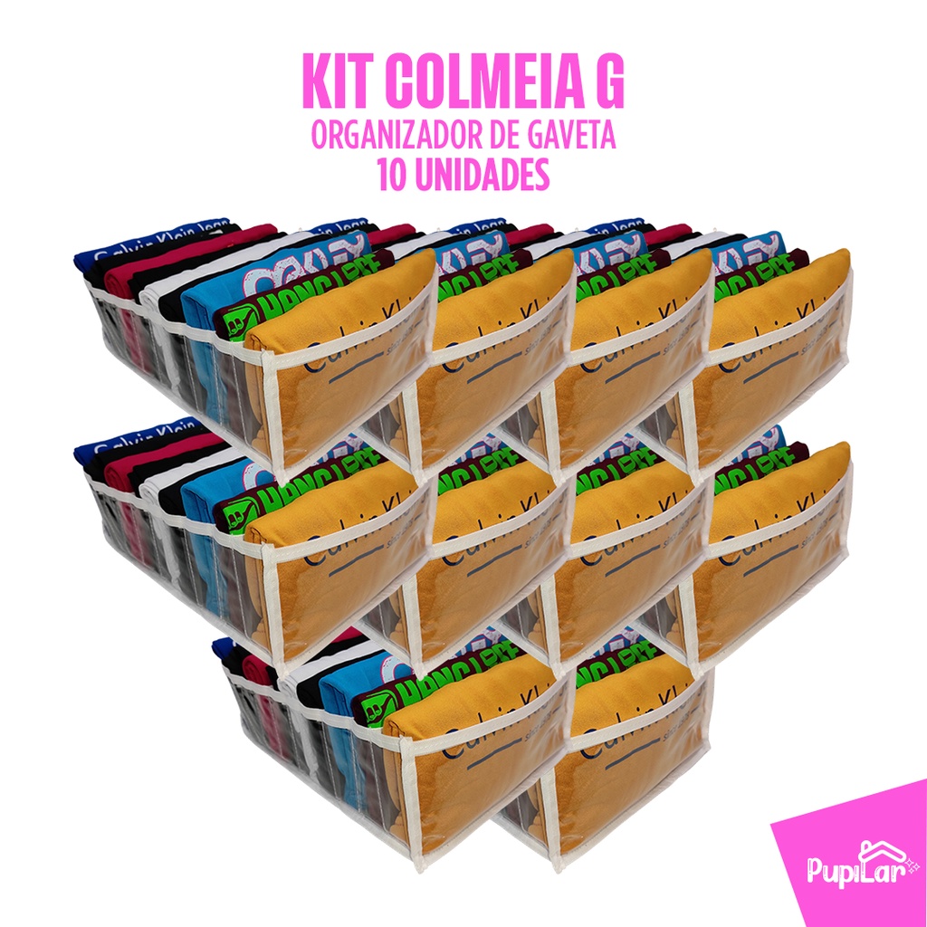 Kit 10 Colmeias Organizadoras G Para Camisetas (10x25x35) Guarda Roupas Armário – Pupilar