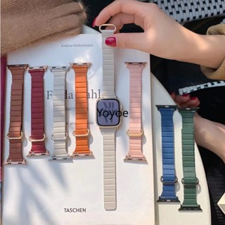 Faixa Magnética De Couro Para Relógio Apple Ultra 49mm 44mm 40mm 38mm/42mm Bracelete De Pulso Starlight Color 45/44 mm iWatch Série 8 7 3 4 5 6 Se 41mm/45mm