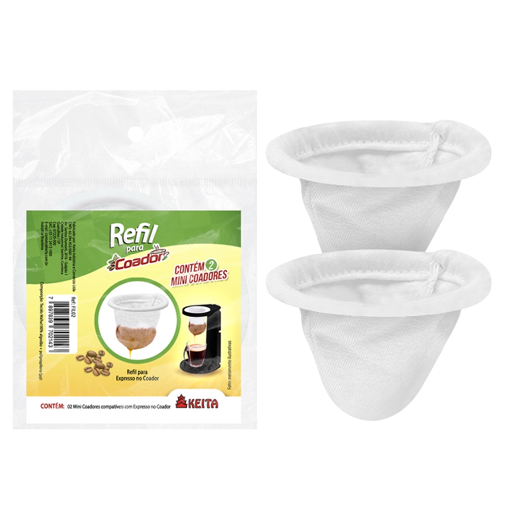 Refil para Mini Cafeteira Coador De Pano Keita Reutilizável 2 Unidades