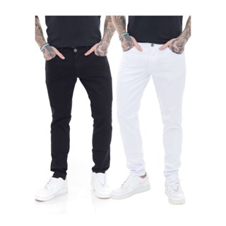 KIT 2 Calças Jeans Masculinas Branca e Preta Mega Skinny Premium