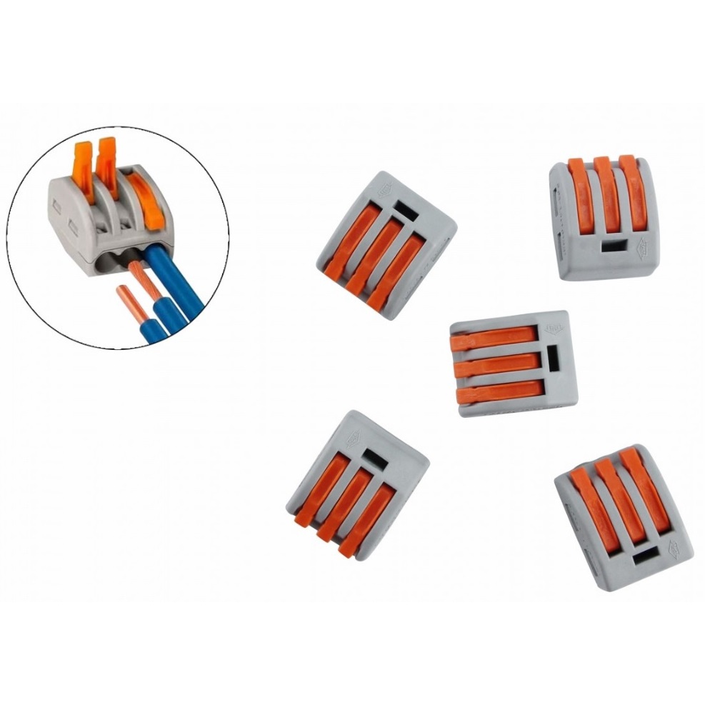 10 Peças Emenda Elétrica Conector Tipo Borne 3 Fios