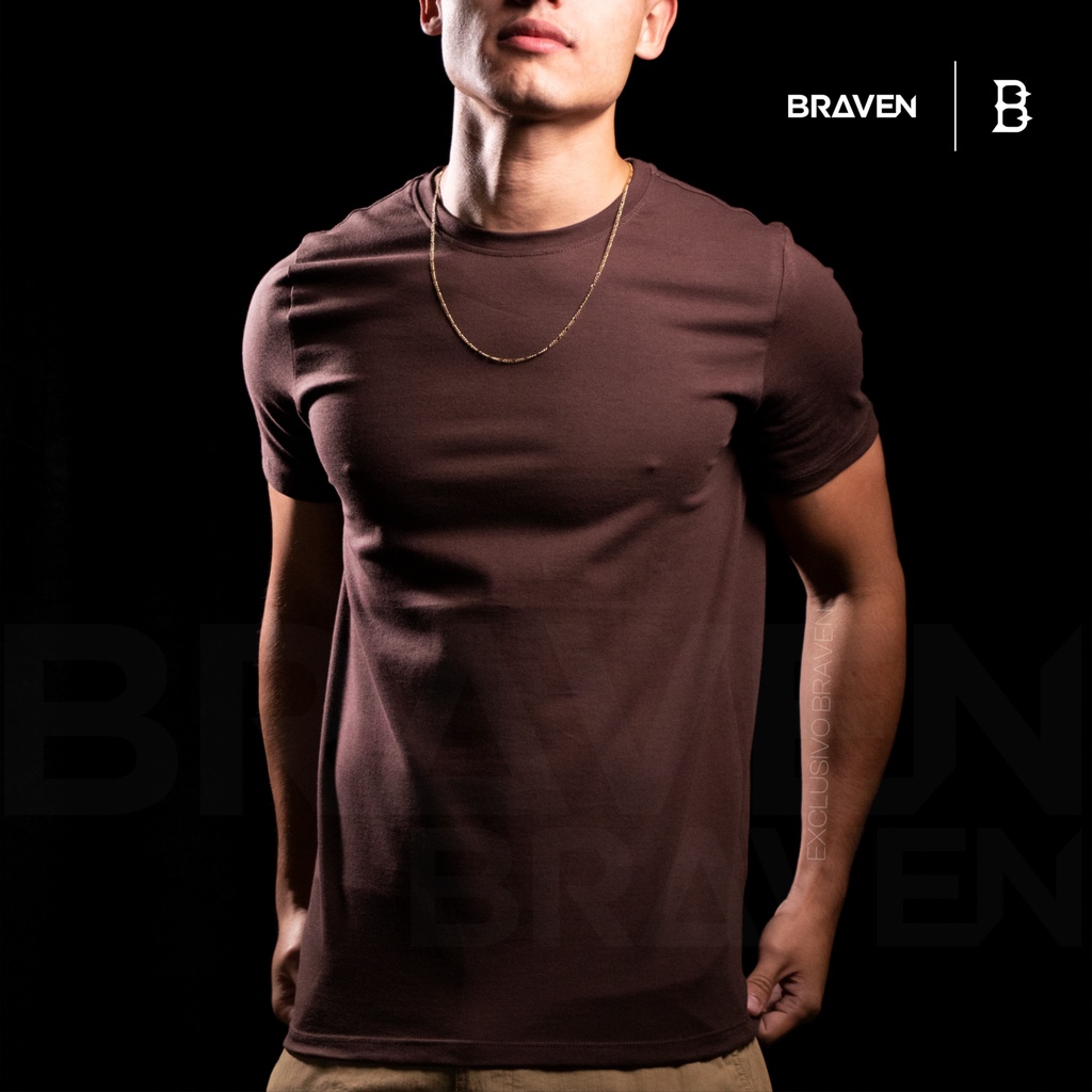 Camiseta Masculina Básica Lisa Algodão Peruano Premium com Elastano em Oferta na Shopee