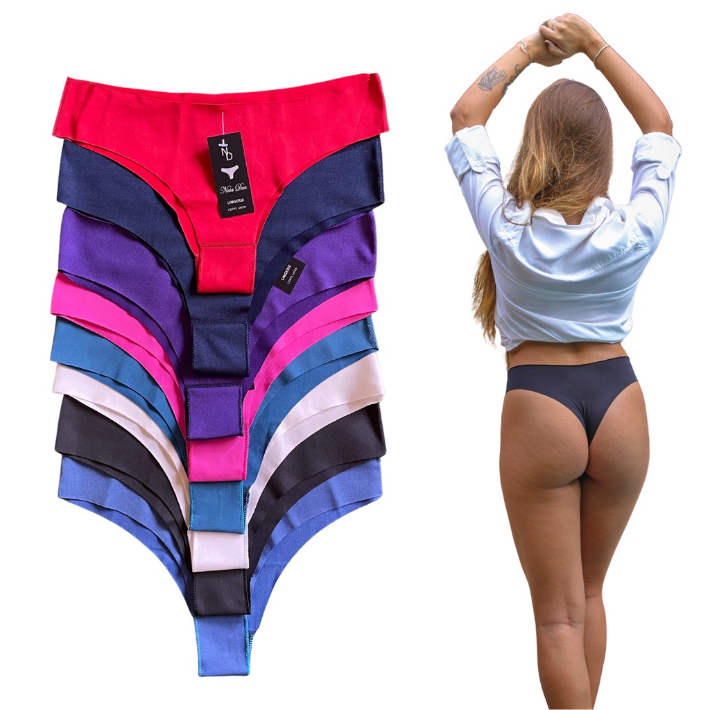 Kit 10 Calcinhas sem Costura Feminina Adulta - Nusa Dua Original