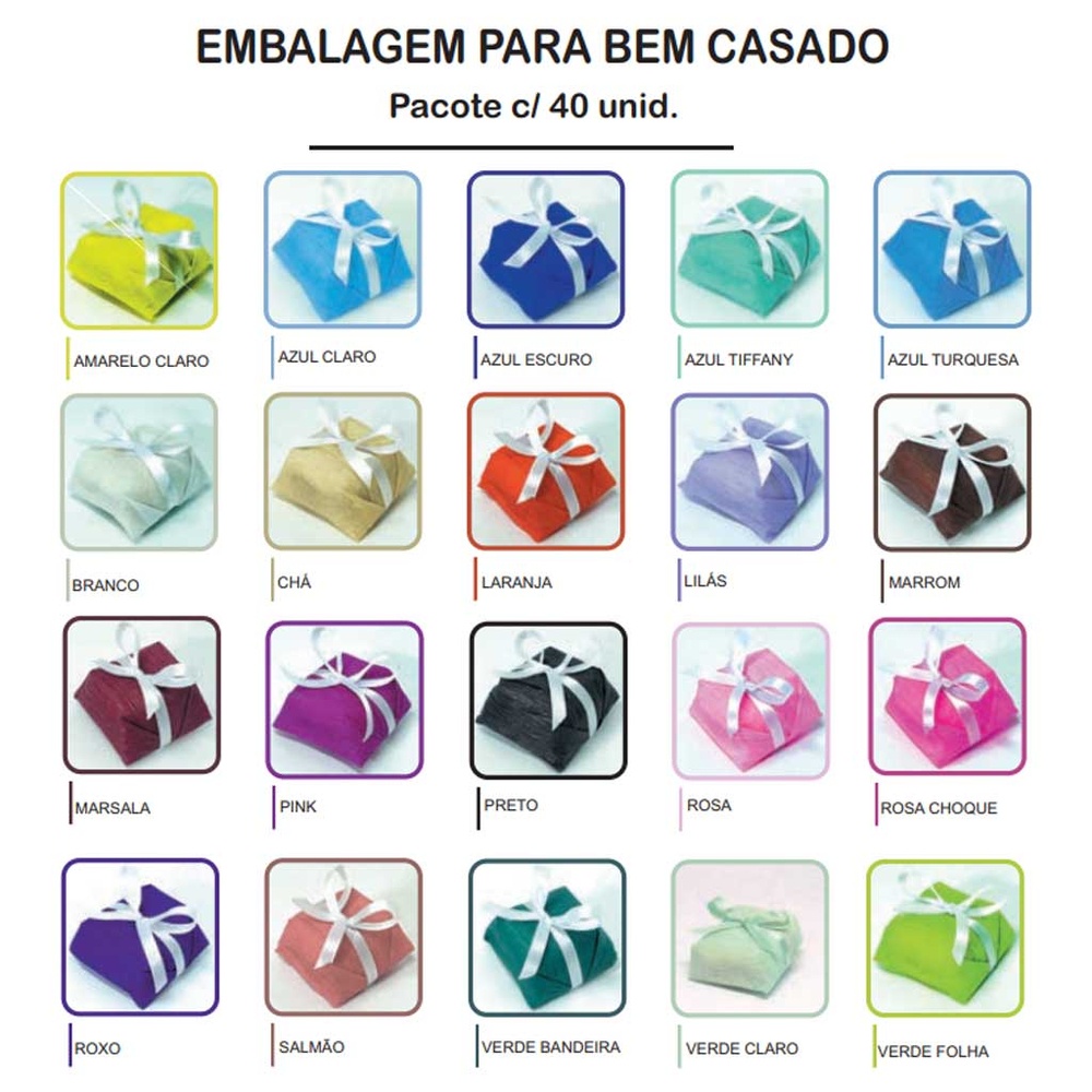 Embalagem de Crepom para Bem Casado com Celofane c/40 - Dafesta