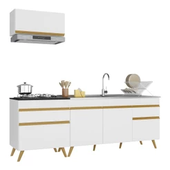 Cozinha Compacta Veneza GW Multimóveis MP2074 com Armário e Balcão Branca