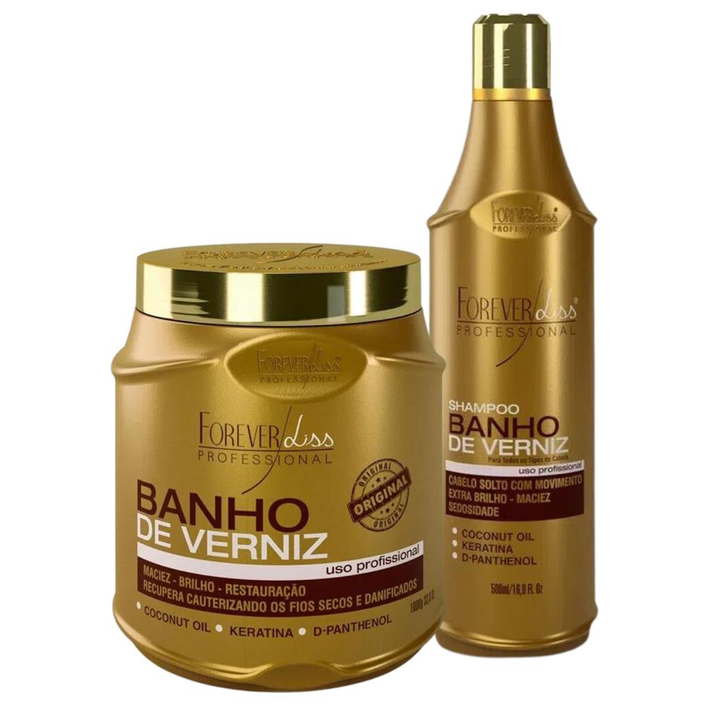 Kit Mascara 1kg e Shampoo 500ml Forever Liss Banho de Verniz