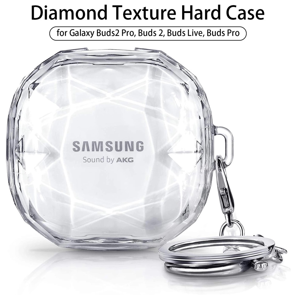 Estojo Diamond Clear Para Samsung Galaxy Buds2 Pro Capa Dura Com Chaveiro Buds Live 2