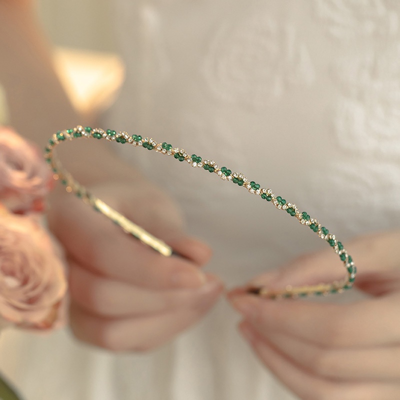 Novo Estilo Francês Retro Elegante Palácio Estilo Palácio Verde Estilo Palácio Verde Fita de Cabeça Fina